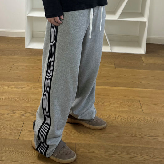 BTTJOB MOSAIC STRIPES SWEATPANTS GRAY纹镶嵌休闲运动纯棉卫裤